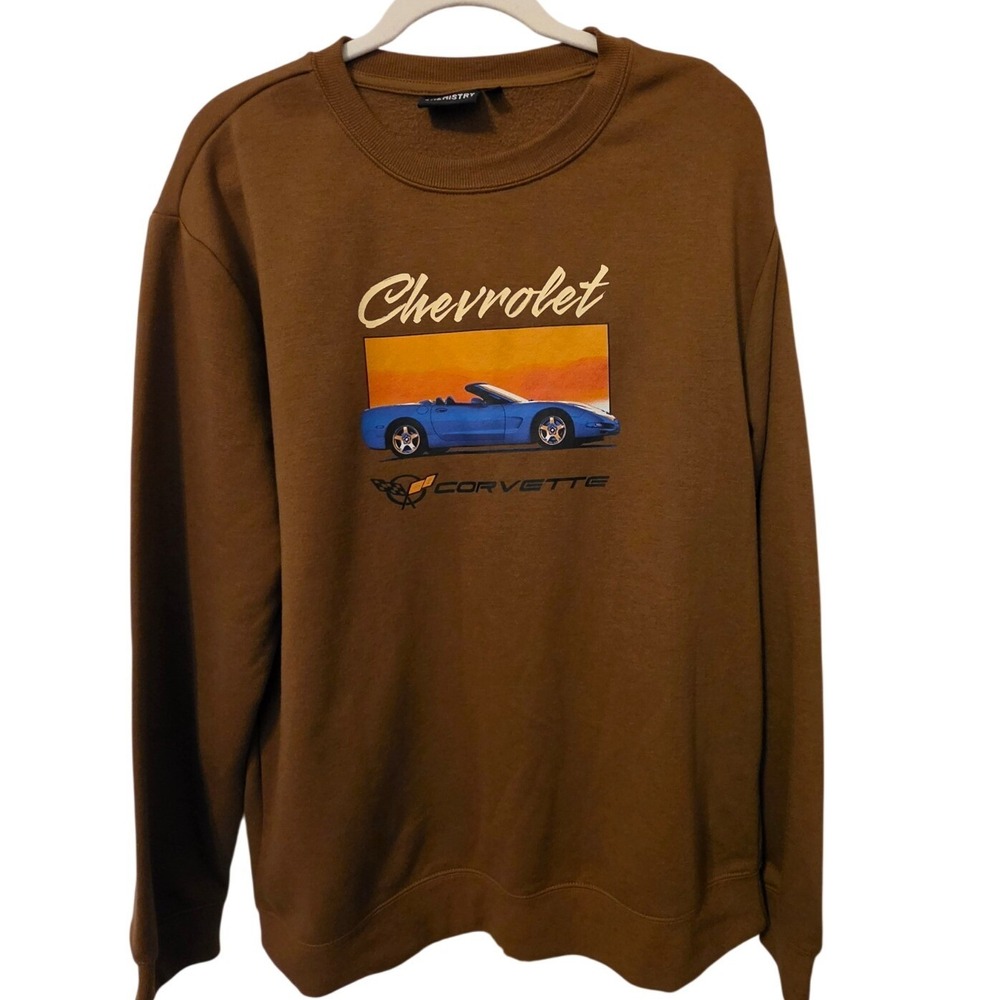 Chemistry Mens Chevrolet Corvette 1998‎ C5 Graphic Sweatshirt Brown Large